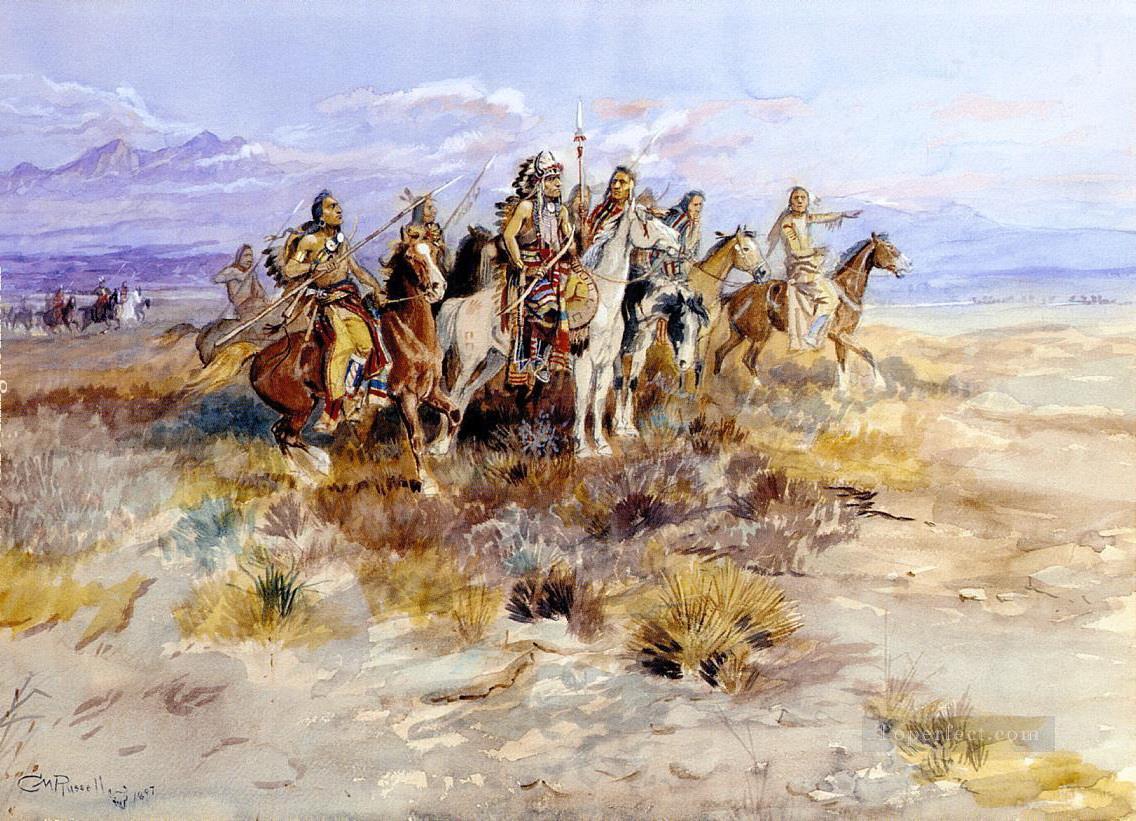 西部アメリカンインディアン 35油絵